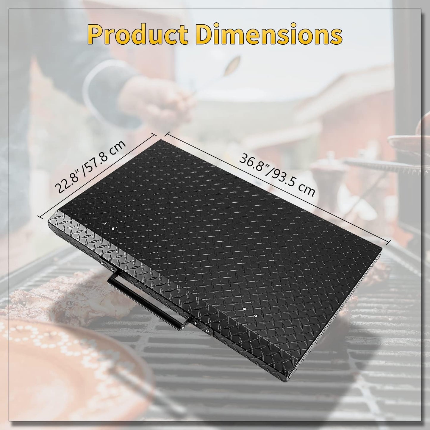 Black Outdoor 36” Griddle Grill Hard Cover Lid with Handle Waterproof Aluminum Compatible with Blackstone & More