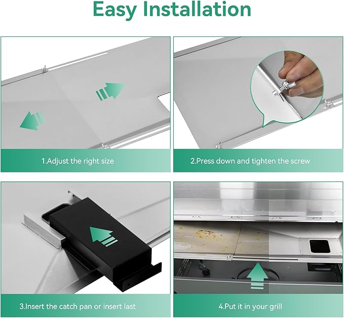 Universal Grease Tray with Catch Pan for Nexgrill 720-0888s 720-0888, Charbroil, Dynaglo, Kenmore, BHG, Grill Master, Backyard, Uniflame, Expert Gas Grill, Drip Pan for 3/4/5/6 Burner Gas Grill Models