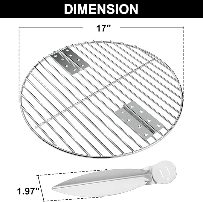 7441 Folding Replacement Parts for Weber Charcoal Grate/for Weber 22-1/2-Inch One-Touch Cleaning System Kit 7444, Kettle Parts for 22''Charcoal Grills