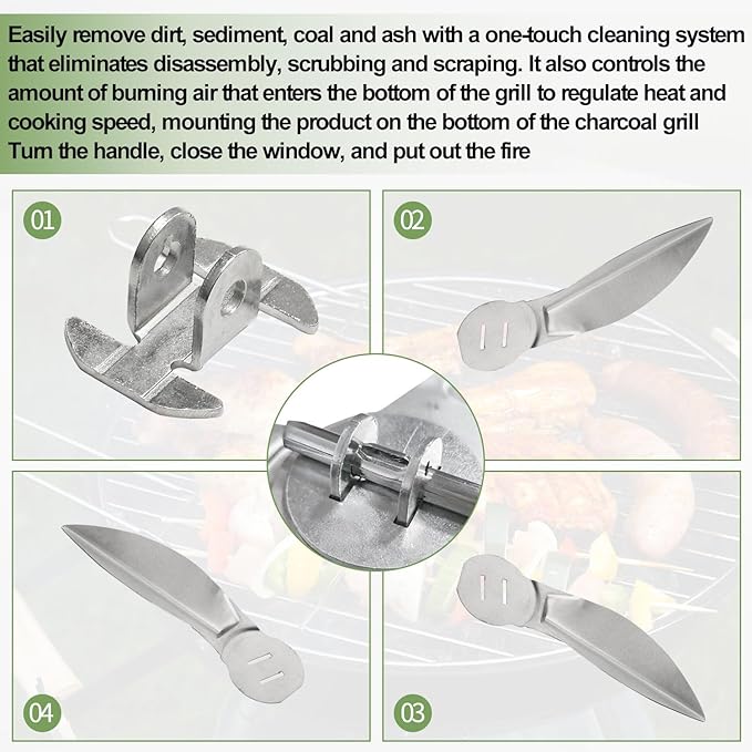 18.5Inch Grills One-Touch Cleaning System Kit for Weber Charcoal Grill/Kettle Grills 90992 3618 7443 307443 307408 90719 7444, Used on Inside Bottom