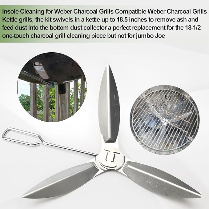 18.5Inch Grills One-Touch Cleaning System Kit for Weber Charcoal Grill/Kettle Grills 90992 3618 7443 307443 307408 90719 7444, Used on Inside Bottom