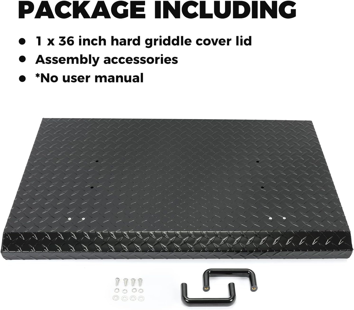 Griddle Hard Top Lid Black Grill Cover with Handle Outdoor Home BBQ Hood for 36" Front or Rear Grease Griddle 36 Inch