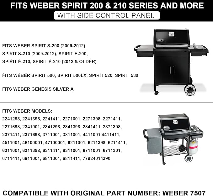 7507 Burner Replacement for Weber Spirit 210/200 S-210 S-200 E-210 E-200(with Side Control), Spirit 500, Weber Genesis Silver A Gas Grill Parts