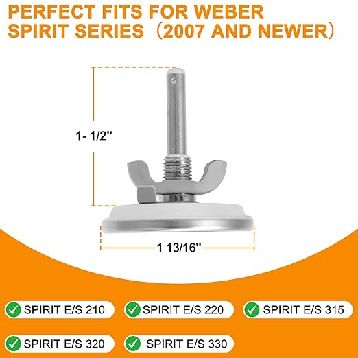 60540 7581 67031 Grill Lid Thermometer for Weber GS4 Spirit II & I 200/300 , Most Weber 22" Kettles, Q120/220/300/320 Replacement Parts 60392 74239