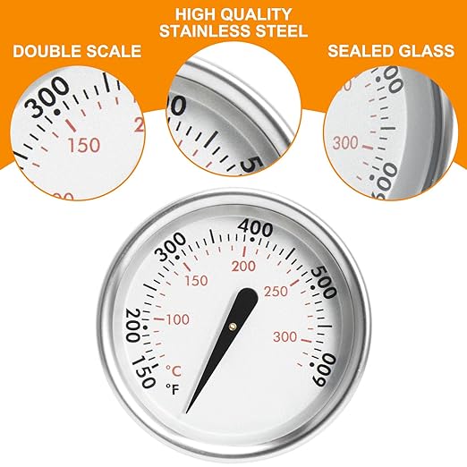 60540 7581 67031 Grill Lid Thermometer for Weber GS4 Spirit II & I 200/300 , Most Weber 22" Kettles, Q120/220/300/320 Replacement Parts 60392 74239