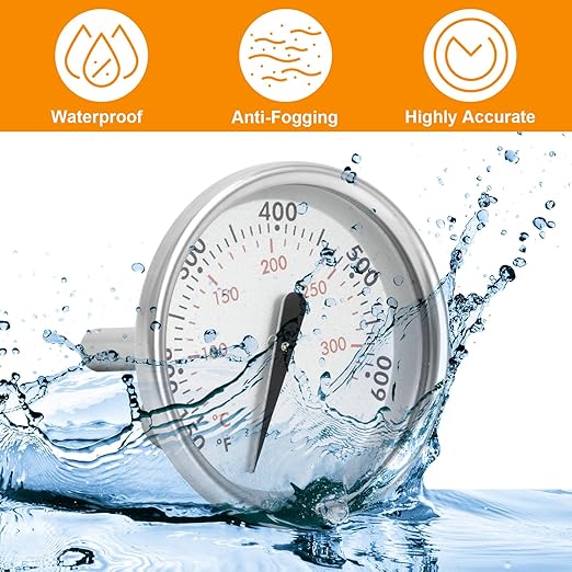 60540 7581 67031 Grill Lid Thermometer for Weber GS4 Spirit II & I 200/300 , Most Weber 22" Kettles, Q120/220/300/320 Replacement Parts 60392 74239