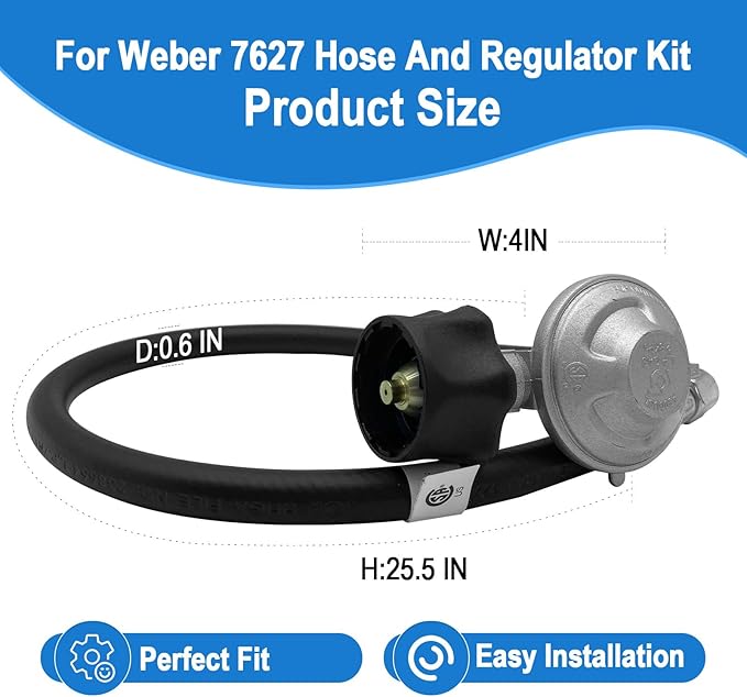 7627 Upgraded for Weber Hose and Regulator kit, for Genesis 300 & Summit 400/600 Series, Silver Gold Platinum. for Weber Grill Regulator and Hose,