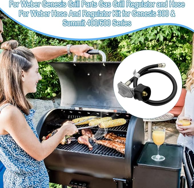 7627 Upgraded for Weber Hose and Regulator kit, for Genesis 300 & Summit 400/600 Series, Silver Gold Platinum. for Weber Grill Regulator and Hose,