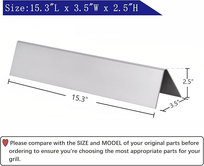 15.3" Flavorizer Bar Replace for Weber 7635 Spirit & Spirit II 200 Series E/S210 E/S220 Grills (Front-Mounted Control)