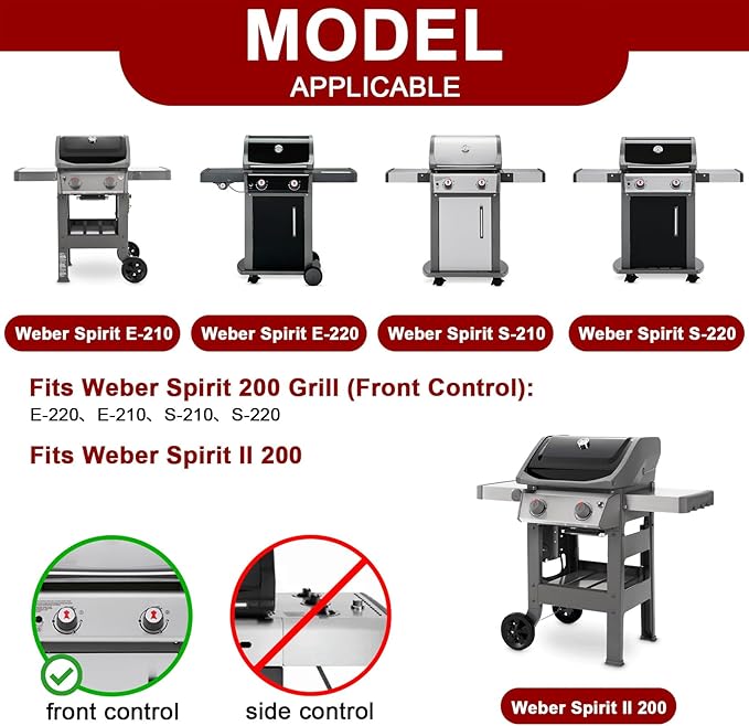 7637 Grill Grates for Weber Spirit II 200 & Spirit 200 Series Spirit E210 E220 S210 S220 Gas Grills with Front Control Panel,17.5" Cast Iron