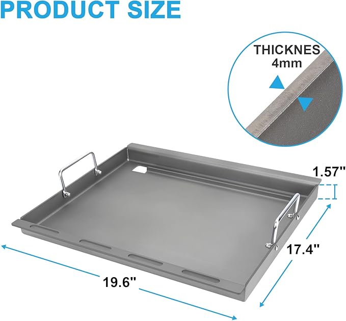7637 Full-Size Griddle Inserts for Weber Spirit I/II 200, Flat Top Griddle Replacement for Weber Spirit E-210/220 S-210/220 Spirit II E/S-210 E/S-220