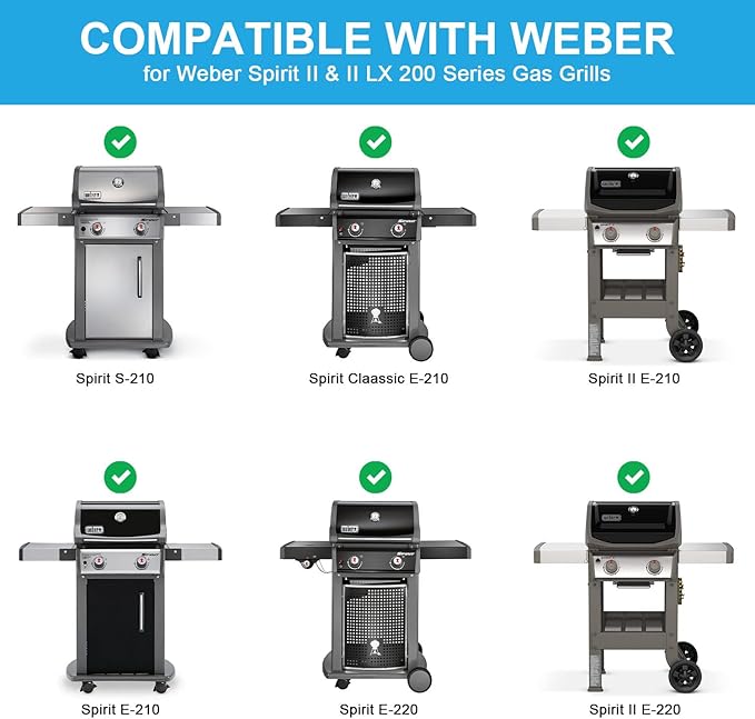 7637 Full-Size Griddle Inserts for Weber Spirit I/II 200, Flat Top Griddle Replacement for Weber Spirit E-210/220 S-210/220 Spirit II E/S-210 E/S-220
