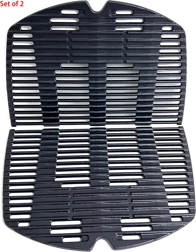 7646 7584 Cooking Grates for Weber Q300 Q320 Q3000 Q3200 Series, 57060001, 586002 Grills, Cast Iron Grill Grates Replacement for Weber Q300, Set of 2