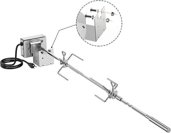 7652 Stainless Steel Grill Rotisserie Kit for Weber Genesis II and Genesis II LX 200 and 300 Series Gas Grills