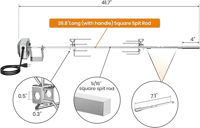 7652 Stainless Steel Grill Rotisserie Kit for Weber Genesis II and Genesis II LX 200 and 300 Series Gas Grills