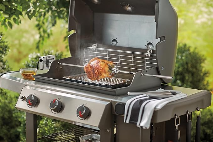 7652 Stainless Steel Grill Rotisserie Kit for Weber Genesis II and Genesis II LX 200 and 300 Series Gas Grills