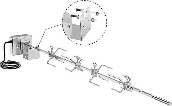7653 Stainless Steel Grill Rotisserie Kit Replacement for Weber Genesis II and Genesis II LX 4 & 6 Burner Grills, Genesis 2022 4 Burner Gas Grills