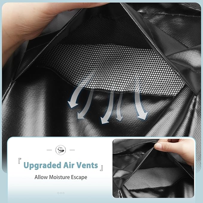 7758 Grill Cover for New 2022 Weber Genesis 400 Series, Double Straps and Built-in Vents,Heavy Duty & Waterproof, Fits Grill Up to 69 Inch Wide, Black