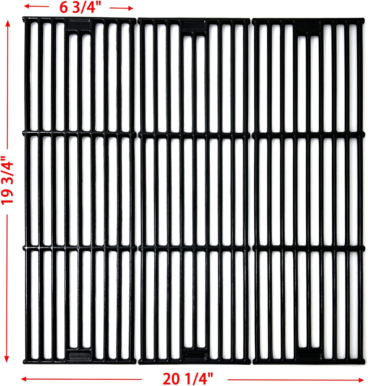 19.75" Porcelain Coated Cast Iron Grill Cooking Grates Replacement for Chargriller Gas Grill 2121, 2123, 2222, 2828, 3001, 3030, 3725, 4000, 5050, 5252, 5650,9020