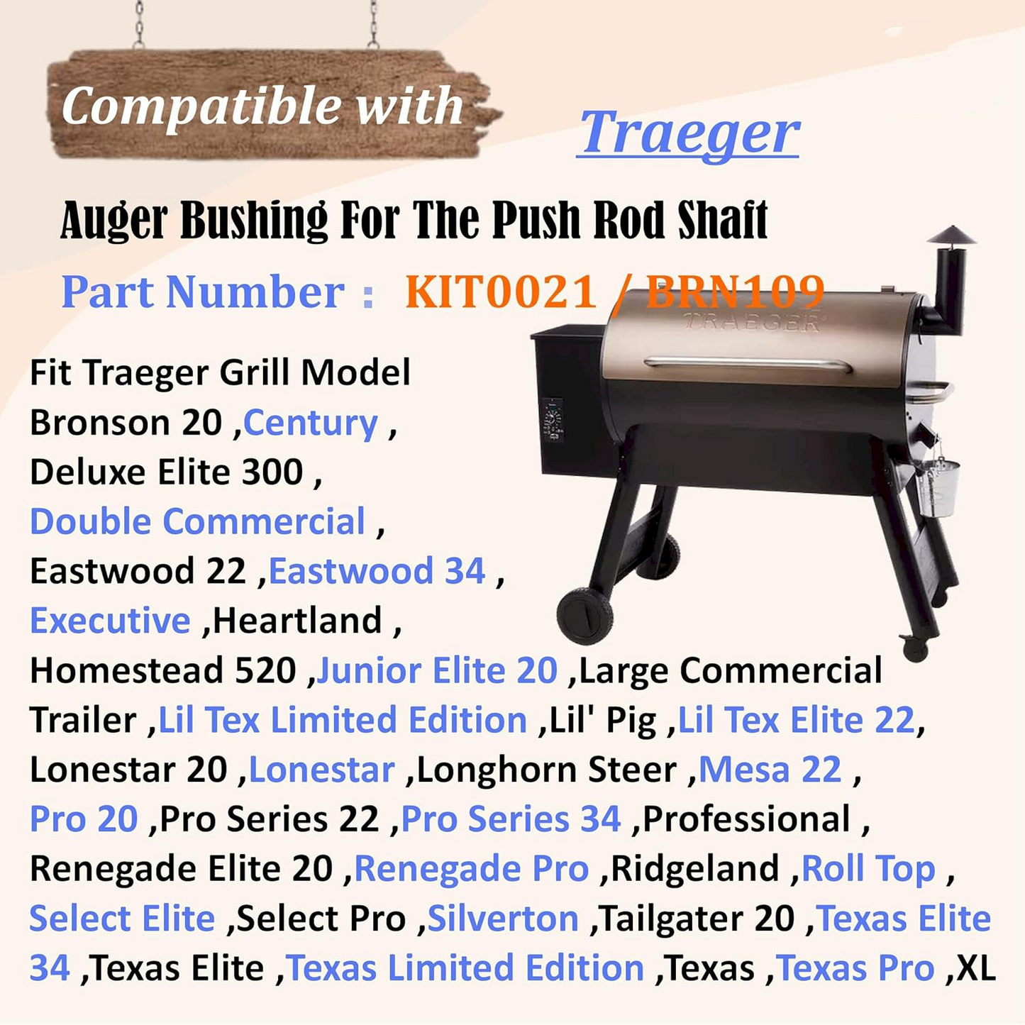 Auger Motor Bushing Replacement Part for Traeger/Pit Boss/Camp Chef and Z Grills Wood Pellet BBQ Grill