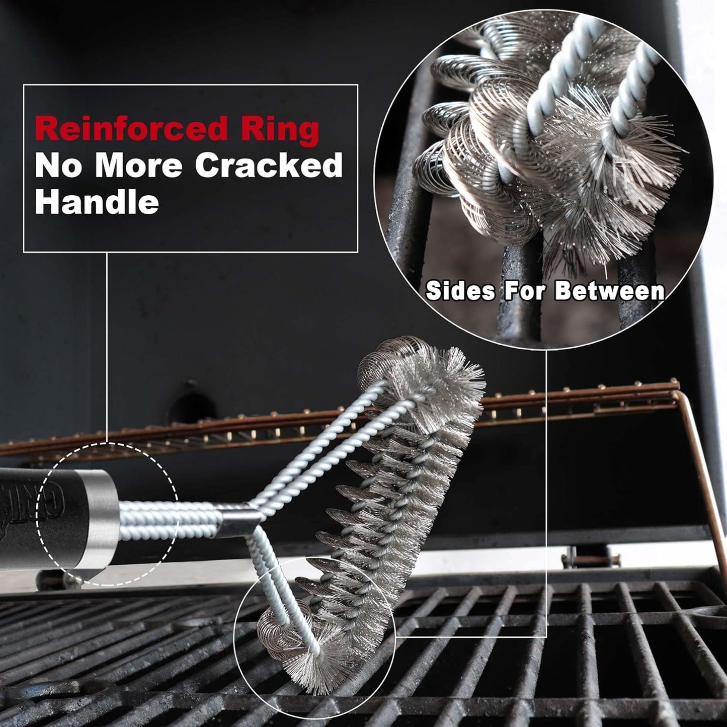 18" Grill Brush Wire BBQ Cleaning Brush, Grill Cleaner Brush Scrubber for Gas, Pellet, Charcoal Porcelain Steel Grates, BBQ Accessories Gifts