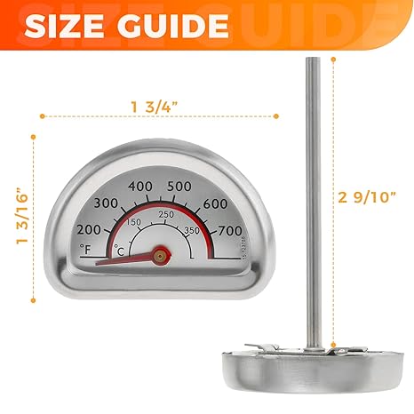 BBQ Grill Lid Thermometer, Stainless Steel Temperature Gauge Heat Indicator Replacement Fit for Charbroil Grill, Replaces 463271314, 463247412, 463247512, 463225315, 463434313