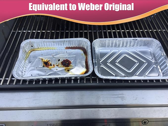 67047 Catch Pan with 6415 Aluminum Liners for Weber Spirit I II 200 300, for Genesis I II LX 200 300 Series, Grease Catcher & Drip Tray, 83156 6415