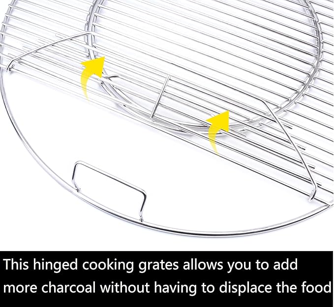 8835 Grill Grates for Weber 22.5 inch Charcoal Grills, Kettle, Performer, Master-Touch and Others, 21.5 Inches Gourmet BBQ System Hinged