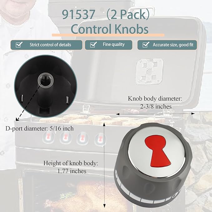 Upgraded 91537 Main Burner Gas Control Knob for Summit E/S-420,E/S-450,E/S-620,E/S-650,S-640 Compatible with Weber Summit Grill Knobs(2 Packs)