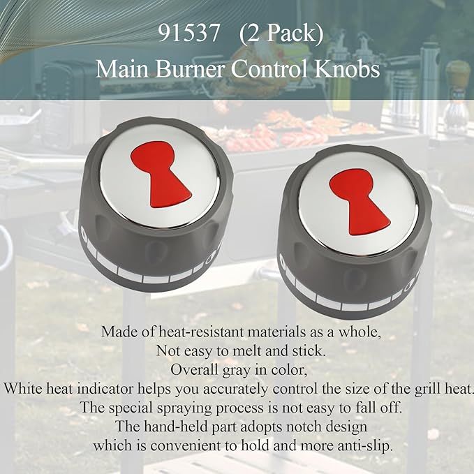Upgraded 91537 Main Burner Gas Control Knob for Summit E/S-420,E/S-450,E/S-620,E/S-650,S-640 Compatible with Weber Summit Grill Knobs(2 Packs)