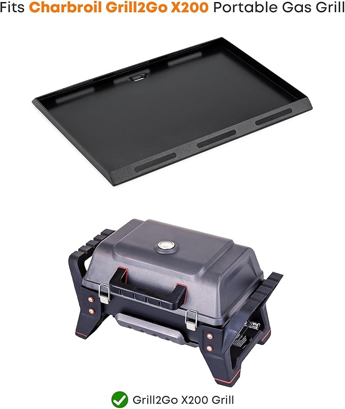 Griddle Insert for Charbroil Grill2Go X200 Portable Gas Grill, Nonstick Coating Flat Top Plate, Replaces Original Cooking Grate