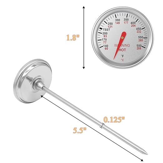 9815 Grill Thermometer for Weber Genesis 1000-5500 Series, Genesis Silver A-C, Gold B & C, Stainless Steel Temperature Gauge for Weber 62538 Gas Grill