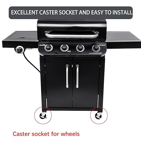 G408-0036-W1 Caster Socket Grill Replacement Parts for Charbroil 463243518 463342119 463245917 463240115 463230515 463349917 463335517 463243519 463371719 Kenmore Grill Wheels Caster Insert 4 Pcs