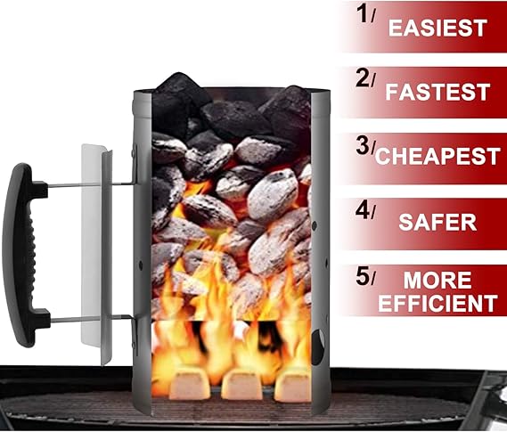 Charcoal Chimney Starter Barbecue Fire Starter BBQ Charcoal Grill Briquette Coal Fire Starter Chimney for Grills Outdoor Cooking Charcoal Can Accessories