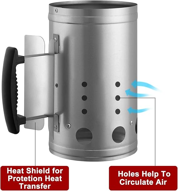 Charcoal Chimney Starter Set Charcoal Chimney Lighter Can A 1472℉ Heat Resistant Grill Glove Portable BBQ Fan Air Blower Outdoor Cooking Charcoal Barbecue Holder Accessories