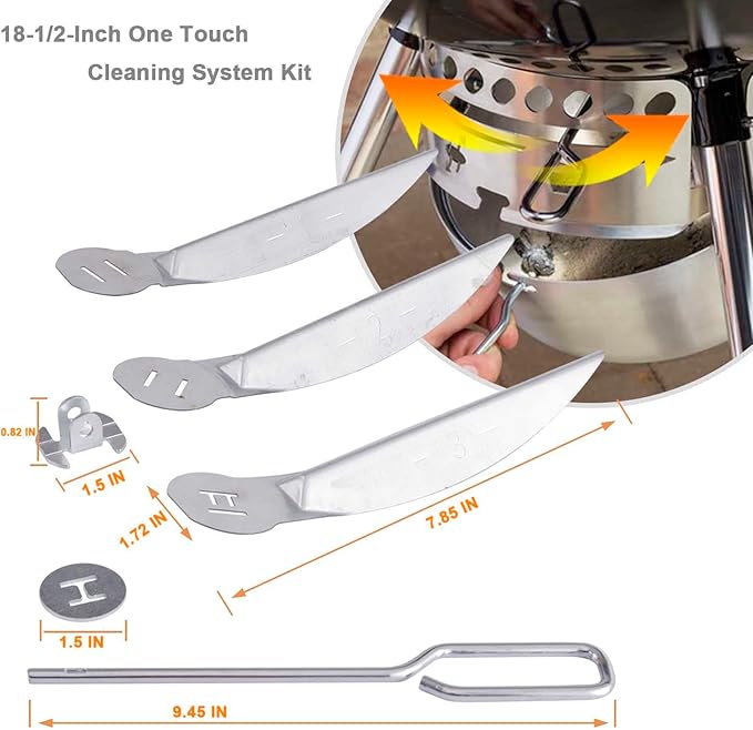 18-1/2-Inch Grills One-Touch Cleaning System Kit, Replacement for Weber 7443 90719 Charcoal Grill/Kettle Grills , Easy to Install and Durable