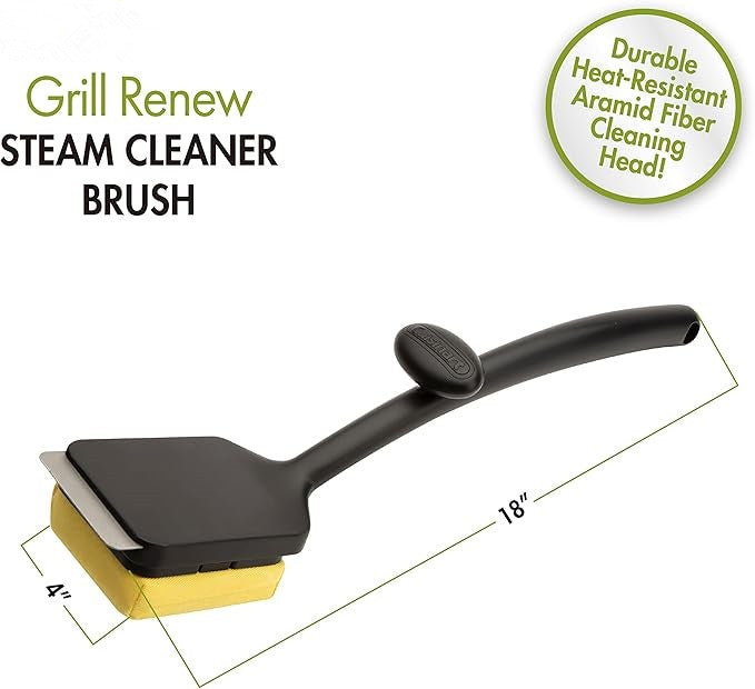 Grill Renew Steam Cleaner Brush (CCB-1000) , Safe and Effective Barbecue Cleaning Brush, Replaceable Head, Aramid Fiber Fabric