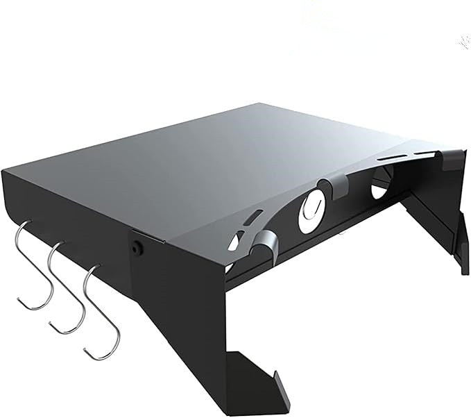 Foldable Side Table Shelf for Weber 22" Original and Master Touch Kettle Charcoal Grills |Kettle Grill Accessory with 6 Utensil Hangers