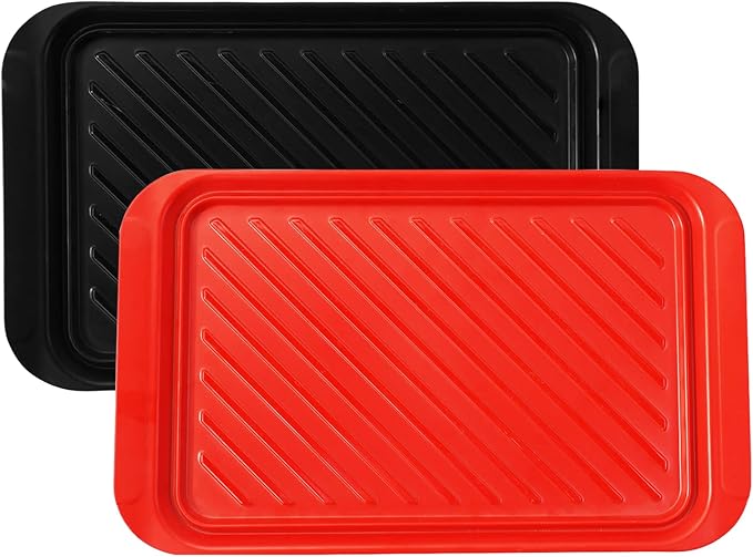 Serving Trays with Handles, Melamine Grill Prep and Serving Platters for Outdoor, Parties and BBQ Dishwasher Safe Food Tray, Set of 2