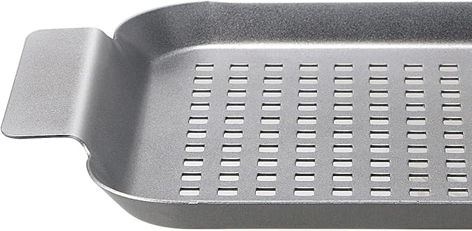 2 Pieces Grill Basket - Stainless Steel Grilling Tray Durable Grill Pans with Holes for Outdoor Grill Small and Big Topper Baskets BBQ accessories for Vegetable, Fish, Meat, Seafood 11"x 7" x 14"x 10"