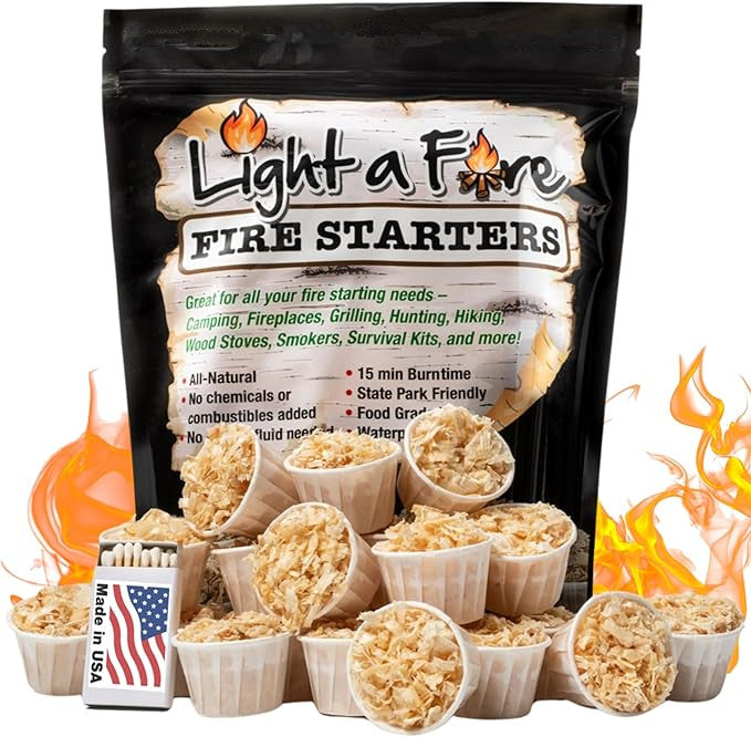 Fire Starter Pods in Resealable Packs - Fire Starters for Campfires, BBQ, Grill, Pit, Wood Stove & Charcoal Starter, 15-20-Min Burn, 30 Extra Large Pods, USA Made, Brown, 3.2 Lbs