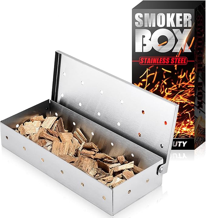 Smoker Box for Gas Grilling - Wood Chip Smoker Box for Charcoal Grill - Enhance Grilling Flavors for BBQ Enthusiasts