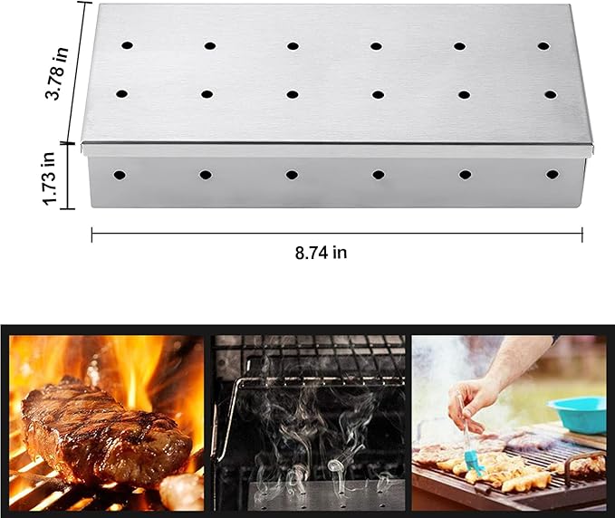 Smoker Box for Gas Grilling - Wood Chip Smoker Box for Charcoal Grill - Enhance Grilling Flavors for BBQ Enthusiasts