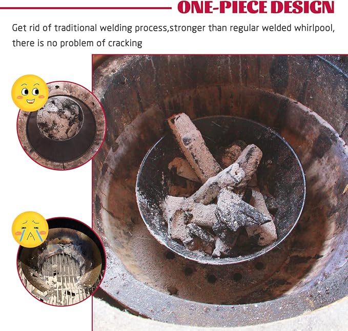 One-Piece Whirlpool Without Welding,BBQ Whirlpool for Weber Kettle 22" Grills WSM Smoker,Kettle Grill Accessories fit Kamado Joe,Big Joe,Charcoal Grill Accessories for L/XL Big Green Egg Accessories