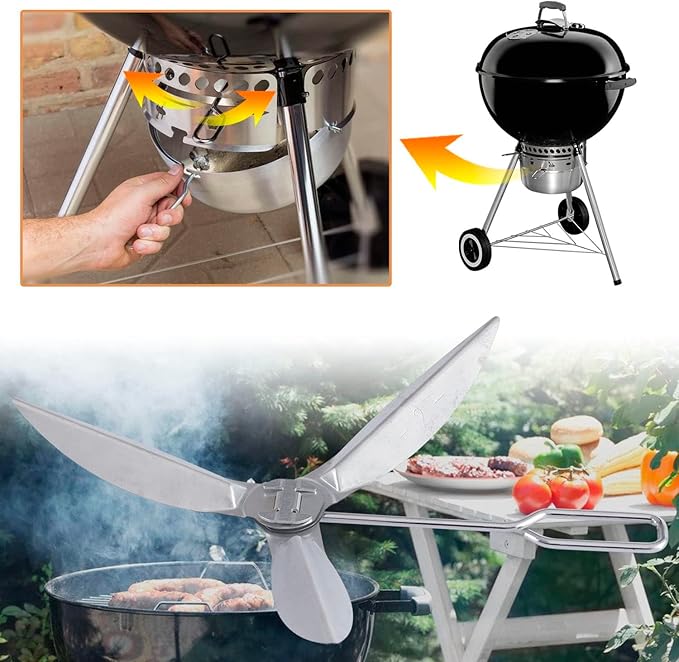 22-1/2-Inch One-Touch Cleaning System Kit, 7444 Replacement Parts-Grill Damper for Weber Grill, Also for Master-Touch Series, Performer Series, and Original Kettle Series 22" Charcoal Grills, Silver