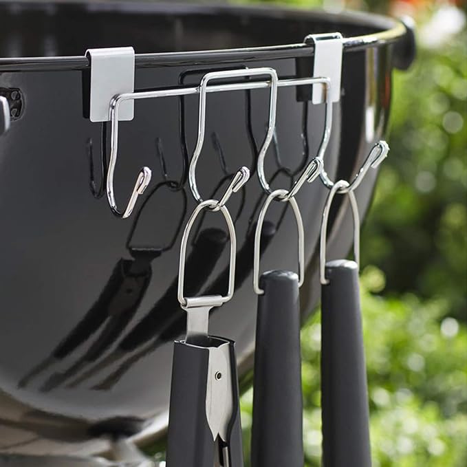 Grill Tool Holder for Weber Stainless Steel Cutlery Fits for 18.5" & 22.5" Weber Kettle Grill Holders Charcoal Grills,Hooks for Hanging Tools On BBQ All in Stainless Steel