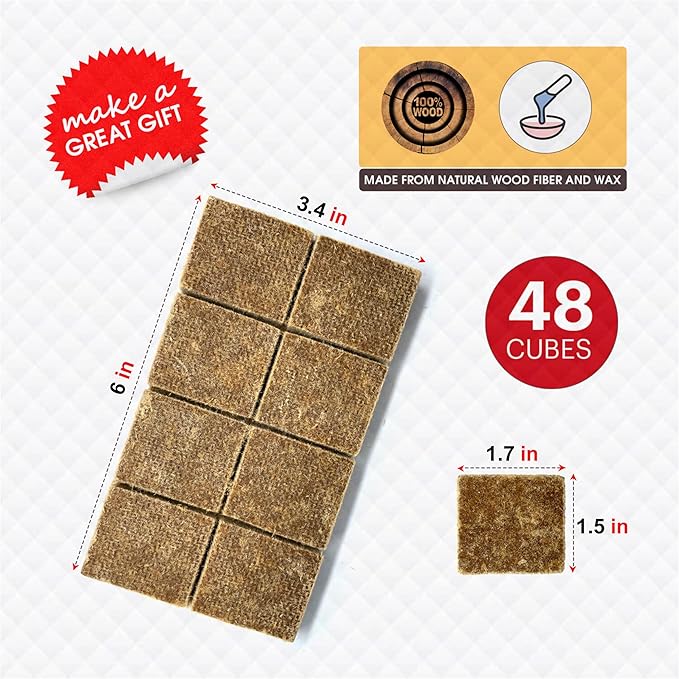 Fire Starter Pack of 48 Natural Fire Starters Cubes for Campfires, Charcoal, BBQ, Grill Pit, Fireplace, Wood Stoves, Smokers and Camping - Easy to Ignite and Non Toxic (48 Squares)