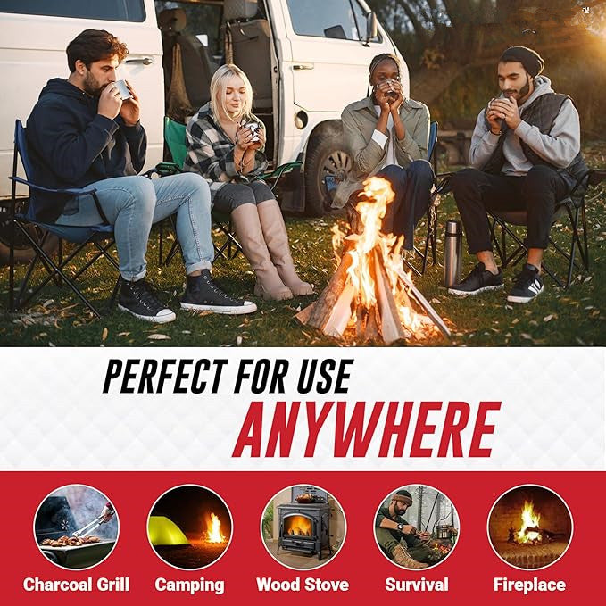 Fire Starter Pack of 48 Natural Fire Starters Cubes for Campfires, Charcoal, BBQ, Grill Pit, Fireplace, Wood Stoves, Smokers and Camping - Easy to Ignite and Non Toxic (48 Squares)