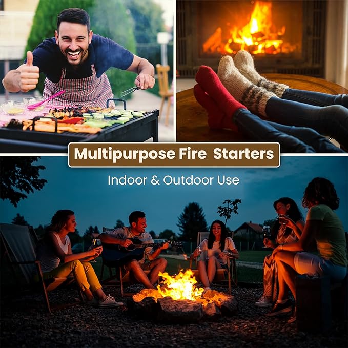 Fire Starter Pack of 48 Natural Fire Starters Cubes for Campfires, Charcoal, BBQ, Grill Pit, Fireplace, Wood Stoves, Smokers and Camping - Easy to Ignite and Non Toxic (48 Squares)