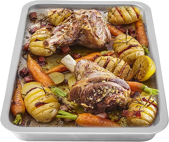 Grill Basket Set, 6-Piece Stainless Steel Large Grill Pans, 16.5" x 11" Pan for Outdoor Grill with Cooling Rack, BBQ Grilling Baskets Accessories for Vegetables, Fish, Meat, Great Grilling Gifts for Men